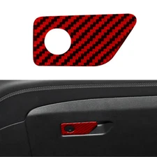 1pcs Red Carbon Fiber Glove Box Handle Cover Trim For Ford Explorer 2020-23