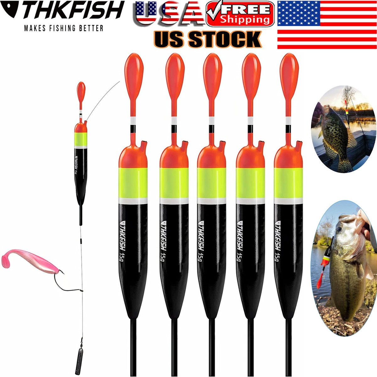 5pcs Fishing Bobbers Fishing Floats Bobbers Slip Bobbers for