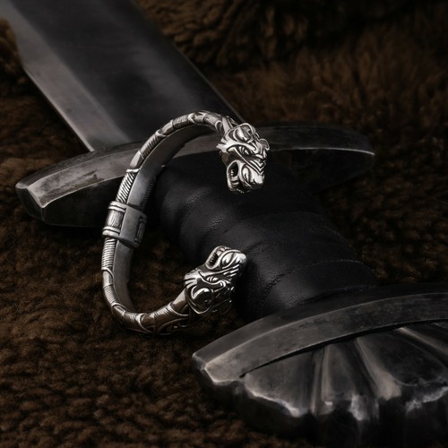 WIKINGERARMBAND WOLFSKOPF NORDISCHES METALLBAND NORDISCHER ARM RING WIKINGERSCHMUCK - Bild 8 von 9