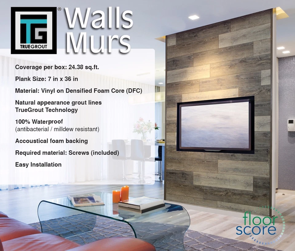 Tábua de parede de vinil língua e ranhura - Imagem 2 de 3