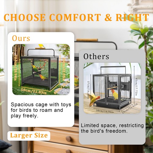 Large Bird Cage for Budgie Parrot Canary Cockatiel Travel Carry Cage House Tray - Picture 10 of 18