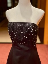 Jovani Satin Strapless Black Gown Rhinestones w/Wrap Prom Formal