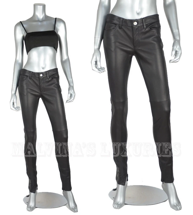 PANTALON GUCCI CUIR NOIR PANTALON SKINNY OURLET ZIPPÉ 2 IT 38 US 2