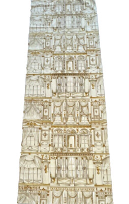 Designer Cotton Print Fabric Elegant Gold Tan Italian Rococo Style 28x82 Panel