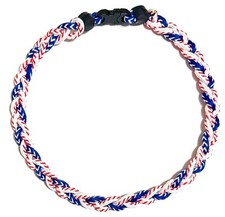 3 Rope Braid Tornado Boys Baseball Energy Necklace Royal Blue Baseball Stitch