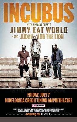 INCUBUS / JIMMY EAT WORLD 2017 TAMPA CONCERT TOUR POSTER - Alt
