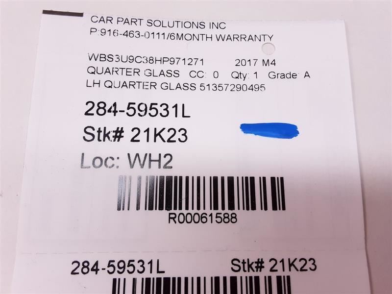 15-19 BMW M4 F83 Driver Left Quarter Glass 51357290495 | eBay