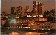 GHIRADELLI SQUARE night view San Francisco, California CA Postcard