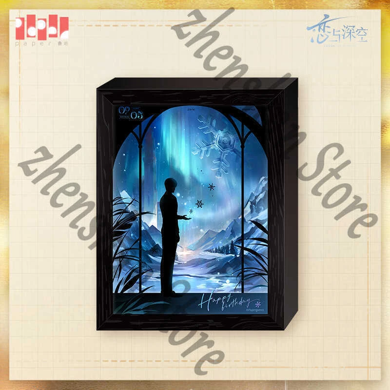 Marco de fotos con luz LED de cumpleaños Love and Deepspace Zayne (el marco es color madera) Foto 2 de 3