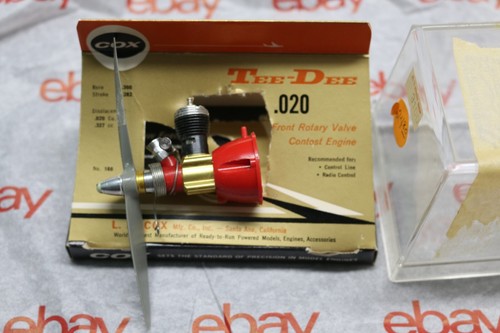 Vintage NOS Cox Tee-Dee .020 model airplane engine w/ plastic display case NICE - Picture 2 of 9