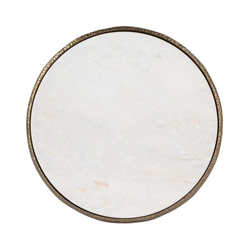 Butler Specialty Switlania White Marble & Gold Aluminum  Contemporary Side Table - Picture 9 of 10
