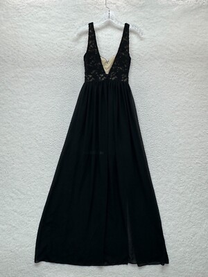Gianni Bini Prom Dress XS Black Mesh Formal Maxi Lace Empire Waist Slit Long | eBay Gianni Bini Prom Dress XS Black Mesh Formal Maxi Lace Empire Waist Slit Long | eBay