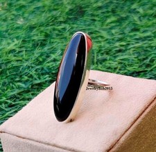 Black Onyx Ring Solid 925 Sterling Silver Oval Gemstone Ring All Size MO