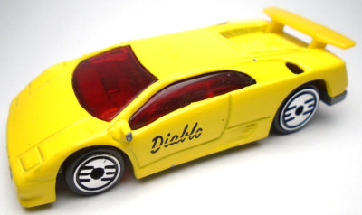 1990 HOT WHEELS LAMBORGHINI DIABLO YELLOW 1:64 DIECAST 2 3/4'' CAR W/ RED WINDOWS