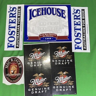 Lot Of 90s Beer Stickers Fosters Icehouse Miller Max & Jack (a)