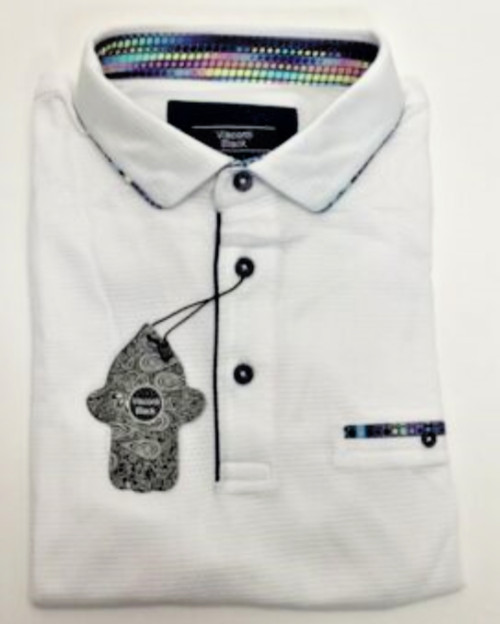 Мужская сетчатая рубашка поло Visconti Black с коротким рукавом белый L 17690₽