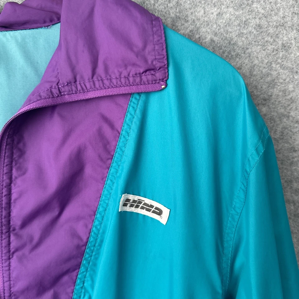 Chaqueta cortavientos trasera vintage años 90 para mujer mediana bloque de color empaquetable para caminar Foto 2 de 4