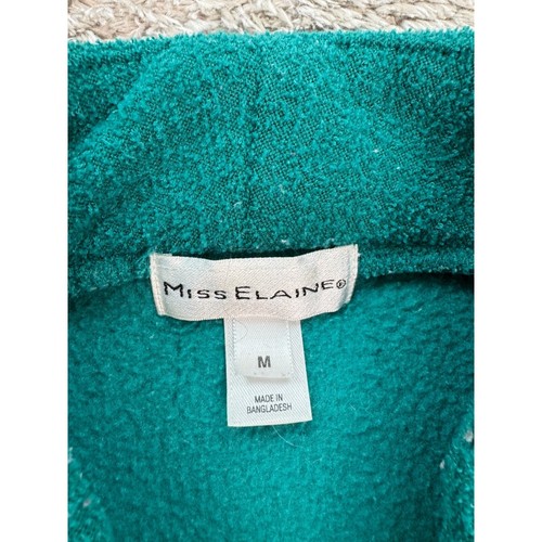 Miss Elaine Robe Womans Medium Green Teal Brushed Smocked Terry Cloth Full Zip - Picture 3 of 12