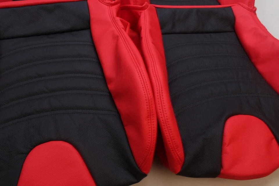 Fundas de asiento de cuero real para asientos deportivos BMW Z3 para M rojas/negras 2 tonos hechas a medida Foto 4 de 4