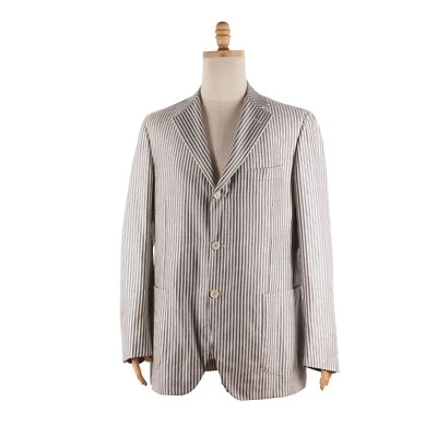 Raffaele Caruso Loro Piana Men's Cashmere Silk Striped Sport Coat Blazer 44R