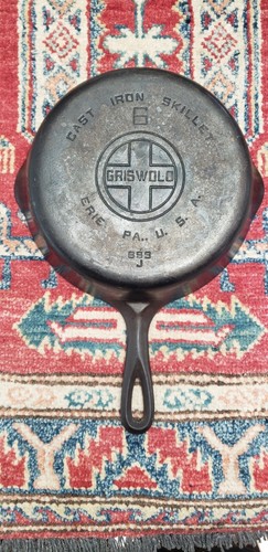 Vtg Griswold #6 Cast Iron Skillet 699 J Large Block Logo Erie PA USA ...
