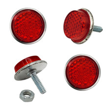 4 Red Mini Reflectors License Plate Motorcycle Bike Trailer Boat Fastener 4 Red Mini Reflectors License Plate Motorcycle Bike Trailer Boat Fastener