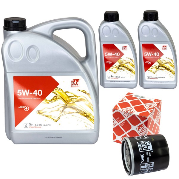MotoröL Set Febi SAE 5W-40 7 Liter + ÖLfilter 32099 FüR Subaru Tribeca Outback-image