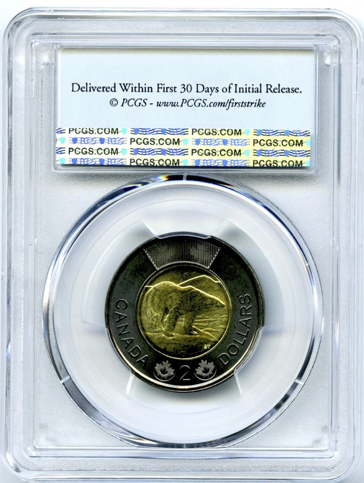 2022 CANADA $2 BLACK RING PCGS MS66 FIRST STRIKE QUEEN ELIZABETH TOONIE FM ROLL! - Image 2 of 2