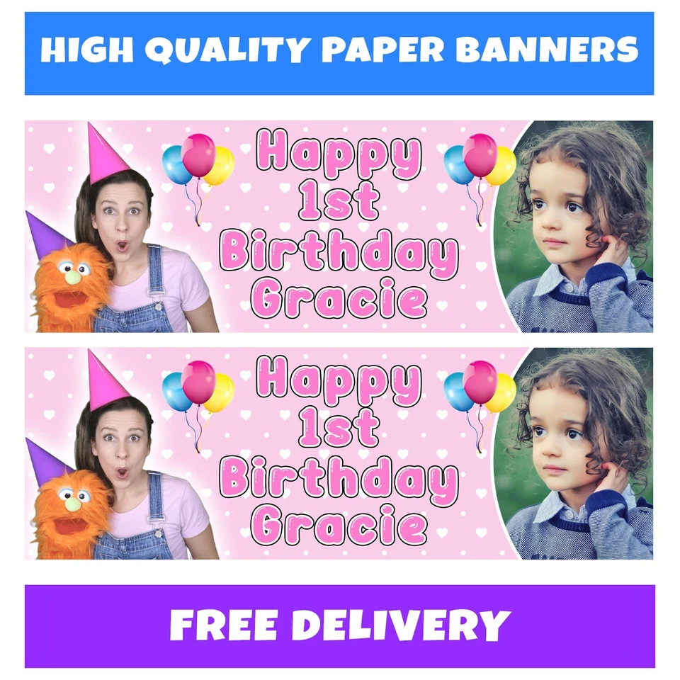 MS RACHEL Personalised Photo Birthday Banner - Miss Rachel Birthday Banners