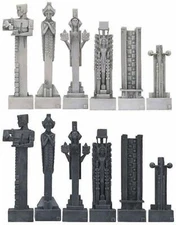 Frank Lloyd Wright Midway Gardens White and Black Sprites Chess Pieces Set