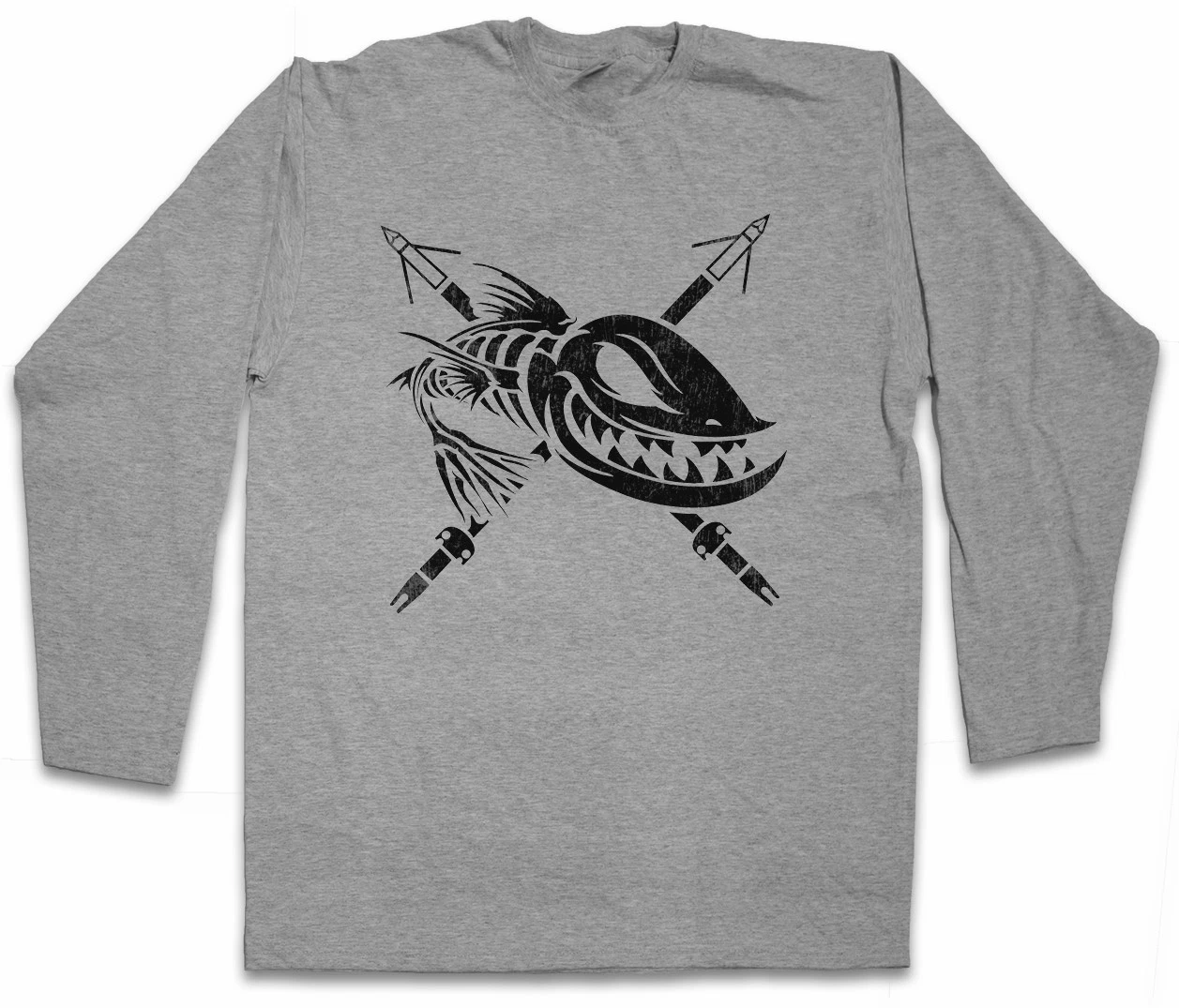 DEAD GRINNING FISH LONG SLEEVE T-SHIRT Fishing Fisher Rod Pole River Line