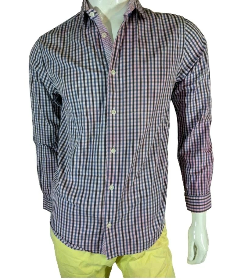 JULES Taille S Superbe chemise manches longues rose carreaux