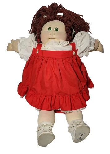 Vintage Large 24" Soft Sculpture Cabbage Patch Kids Baby Doll Signed Auburn Hair