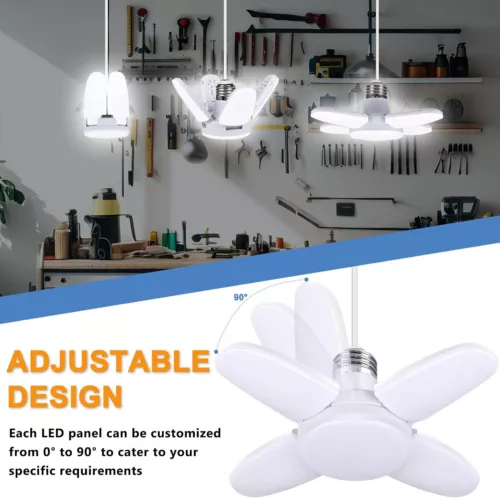 3 PCS LED Garage Light Bulb Deformable Ceiling Fixture Lights E27 Workshop Lamp - Bild 6 von 12