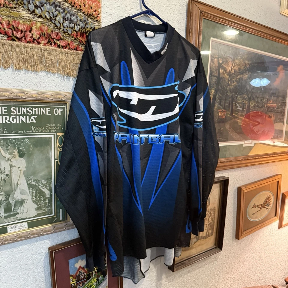 Camiseta deportiva vintage años 90 RARA JT paintball azul para hombre EE. UU. talla grande Foto 2 de 4