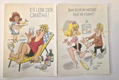 AK 2 Karten Humor Karrikatur  Thema  Kur Reha Bodan-Verlag Nr. 1542/15 u.1542/10