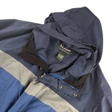 VTG L.L. Bean Men’s Nylon 0WV85 Full-Zip Hooded Parka Blue • Large