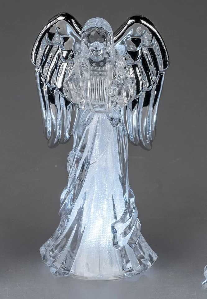 3er Set LED Dekofiguren Engel mit silbernen Flügeln H. 17cm Acryl Formano W25 - Bild 3 von 4