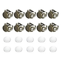 10Stk Metall Ringrohling Basis 12Mm Ringrohling Basis Mit 10Stk Cabochon(Silber)