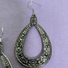 Silver Tone Tear Drop Clear Rhinestone Earrings — photo 2