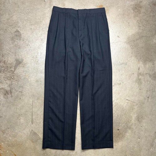 Vintage 80s Towncraft wool pleated trousers grey pinstripe 34x32 Dress Pants, $38