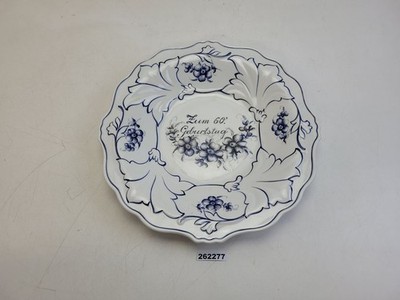 Teller Weimar Porzellan Zum 60. Geburtstag Blumen handgemalt Deko ø32cm #262277