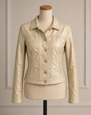Moschino Jeans Gold Metallic Jacke Made in Italy Damen US 8 Vintage