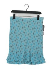 Marc Jacobs Women's Midi Skirt UK 12 Blue Silk with Polyester Midi A-Line