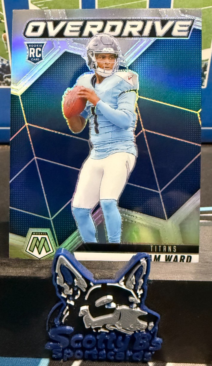 2025 Panini Mosaic - Silver "Overdrive" Cam Ward (RC) #2 - Titans