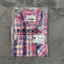 UNTUCKit Shirt Womens 0 Pink Blue Plaid Laconda Button Down Regular Fit NWT