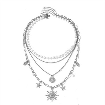 1 Set Necklace Sunflower and Heart Pendants Neckwear Clavicle Chain