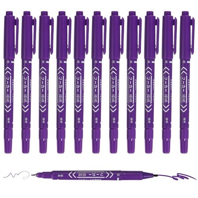 12er Pack für Twin Tip Permanent Marker, fein & ultrafein, lila