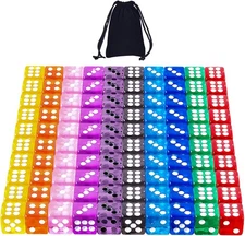 AUSTOR 100 Pieces Dice 12mm Game Set 6 Sided Translucent Square, 