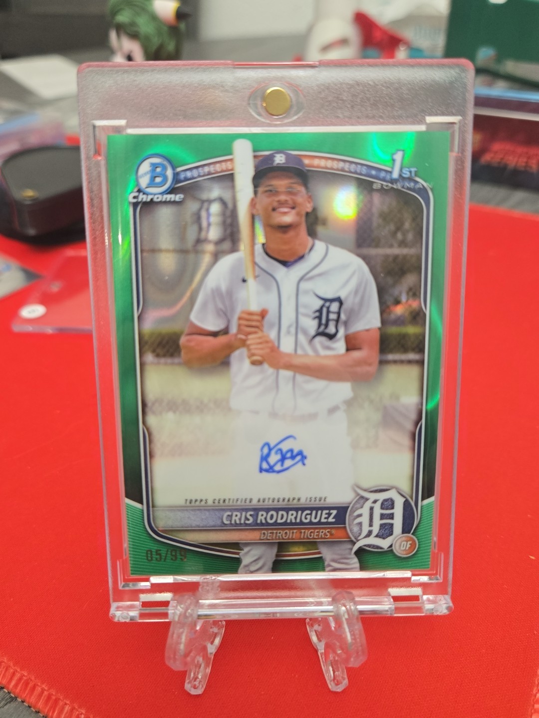 CRIS RODRIGUEZ 2025 BOWMAN CHROME 1ST AUTOGRAPH GREEN LAVA AUTO /99